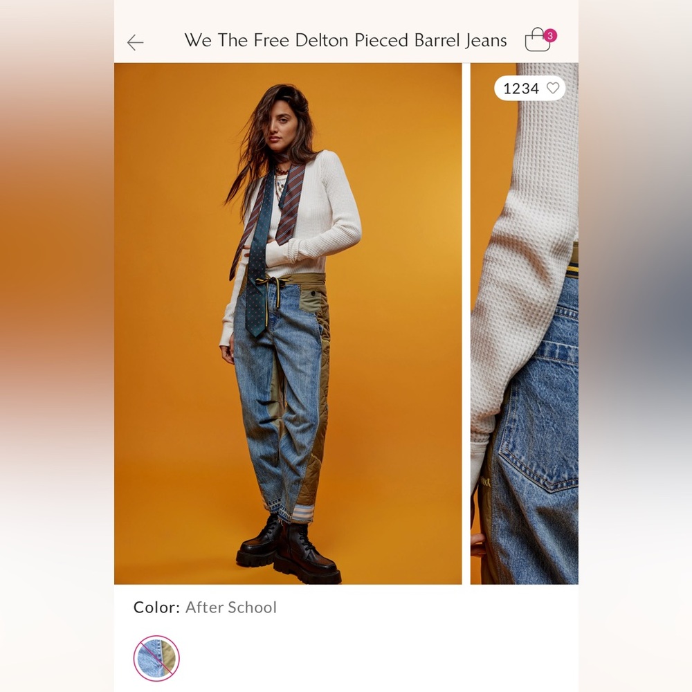 Free People -We The Free RARE Delton Pieced Barrel Jeans 31